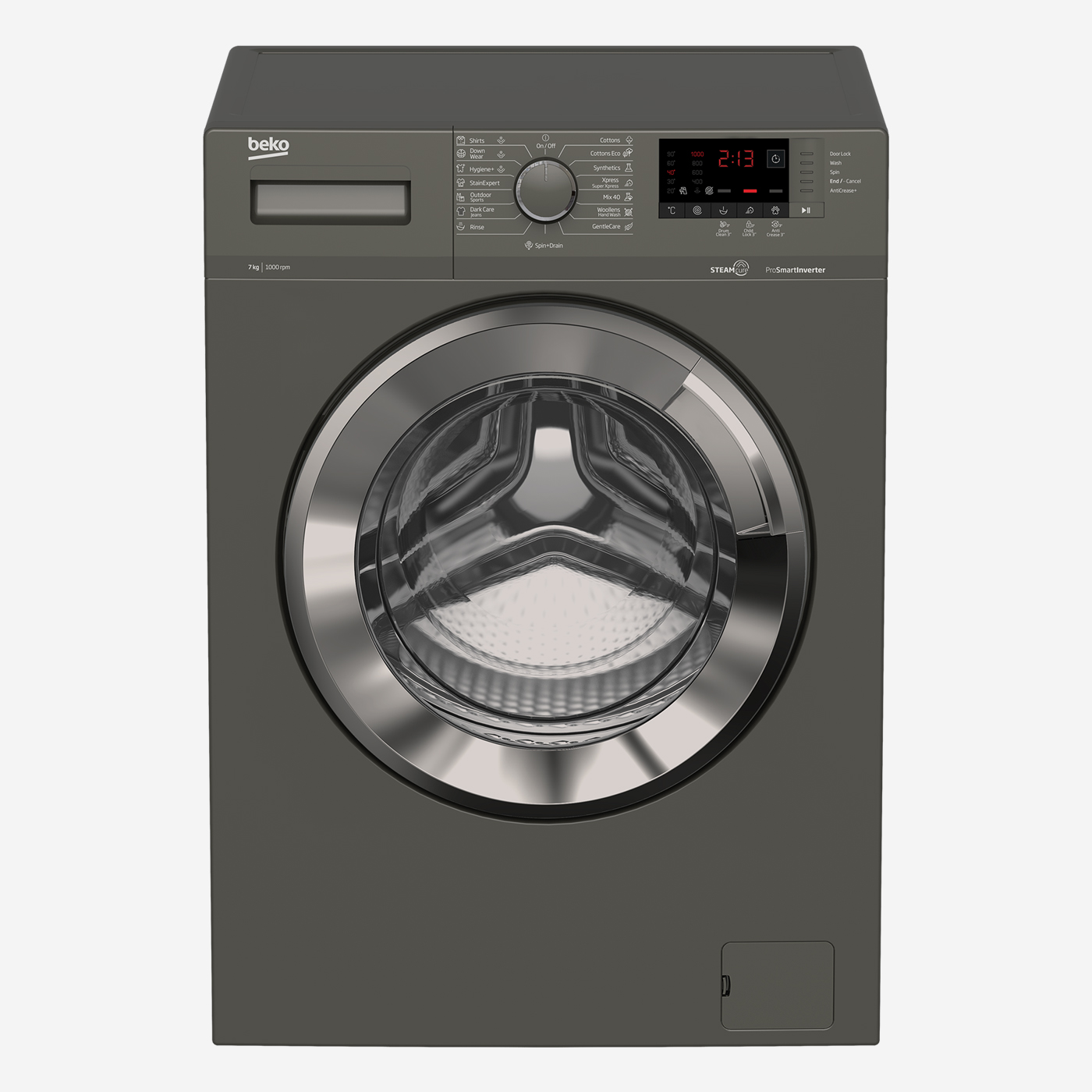 WM-110-1 7 KG 1000 RPM Digital Screen Gray XL Chrome Door (Xpress) inv-Steam - Image 1