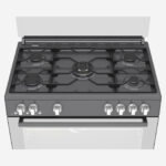 ⁦Gas Cooker 90 cm 5 Burners, Full Safety Cooling Fan, Cooking Fan, Dark Stainless, Cast Pan Support⁩ - الصورة ⁦4⁩