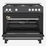 ⁦Gas Cooker 90 cm 5 Burners, Full Safety Cooling Fan, Cooking Fan, Dark Stainless, Cast Pan Support⁩ - الصورة ⁦5⁩