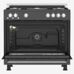 ⁦Gas Cooker 90 cm 5 Burners, Full Safety Cooling Fan, Cooking Fan, Dark Stainless, Cast Pan Support⁩ - الصورة ⁦6⁩
