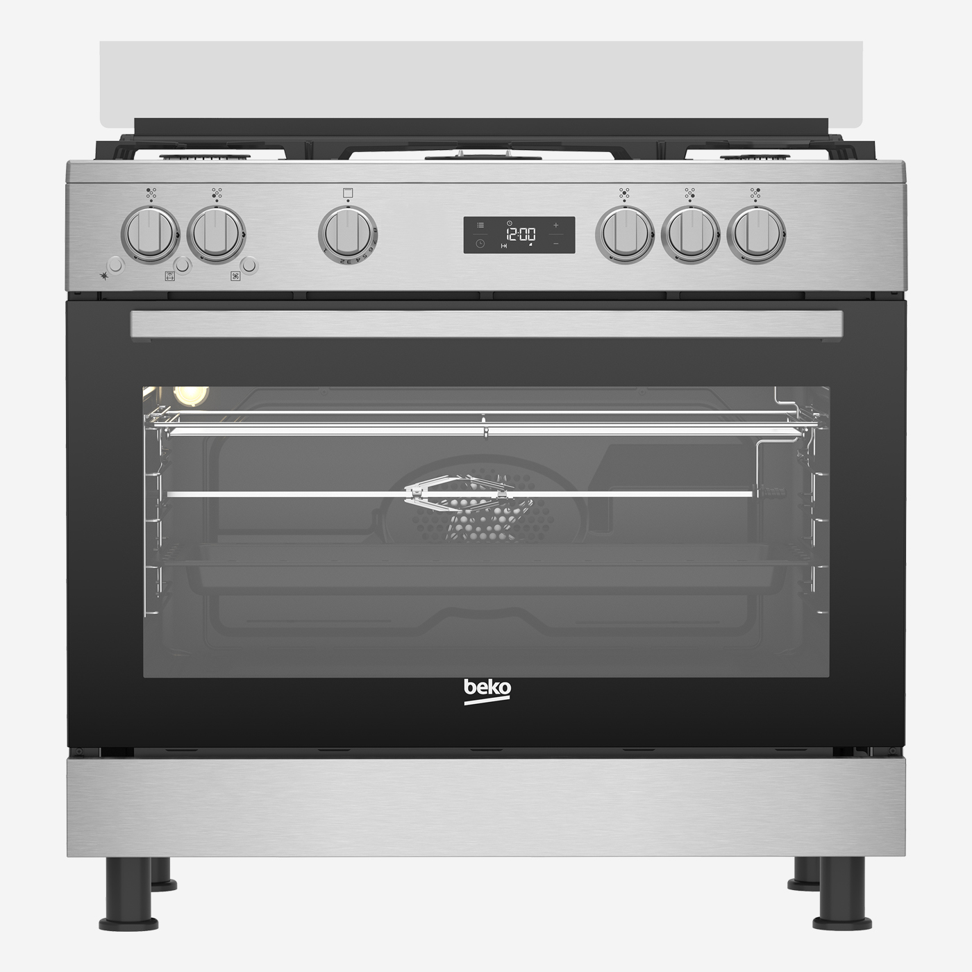WM-143-1 Gas Cooker 90 cm 5 Burners, Full Safety Cooling Fan, Cooking Fan, Digital, Cast Pan Support - الصورة 1