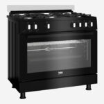 ⁦Gas Cooker 90 cm 5 Burners Full Safety Cooling Fan, Cooking Fan, Cast Pan Support, Black⁩ - الصورة ⁦2⁩