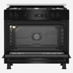 ⁦Gas Cooker 90 cm 5 Burners Full Safety Cooling Fan, Cooking Fan, Digital, Cast Pan Support, Black⁩ - الصورة ⁦6⁩