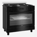 ⁦Gas Cooker 90 cm 5 Burners Full Safety Cooling Fan, Cooking Fan, Led Display With Touch Control, Cast Pan Support, Black⁩ - الصورة ⁦2⁩