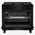 ⁦Gas Cooker 90 cm 5 Burners Full Safety Cooling Fan, Cooking Fan, Led Display With Touch Control, Cast Pan Support, Black⁩ - الصورة ⁦5⁩