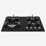 ⁦Gas Hob 60 cm 4 Berners, Gas Safety, Cast Iron Pan Support, Black Glass, Integrated Ignition⁩ - الصورة ⁦3⁩
