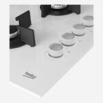 Gas Hob 60 cm 4 Berners, Gas Safety, Cast Iron Pan Support, White Glass, Integrated Ignition - Image 4