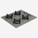 Gas Hob 60 cm 4 Berners, Gas Safety, Cast Iron Pan Support, Manhattan Grey, Glass, Integrated Ignition - Image 2