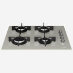 Gas Hob 60 cm 4 Berners, Gas Safety, Cast Iron Pan Support, Manhattan Grey, Glass, Integrated Ignition - Image 3