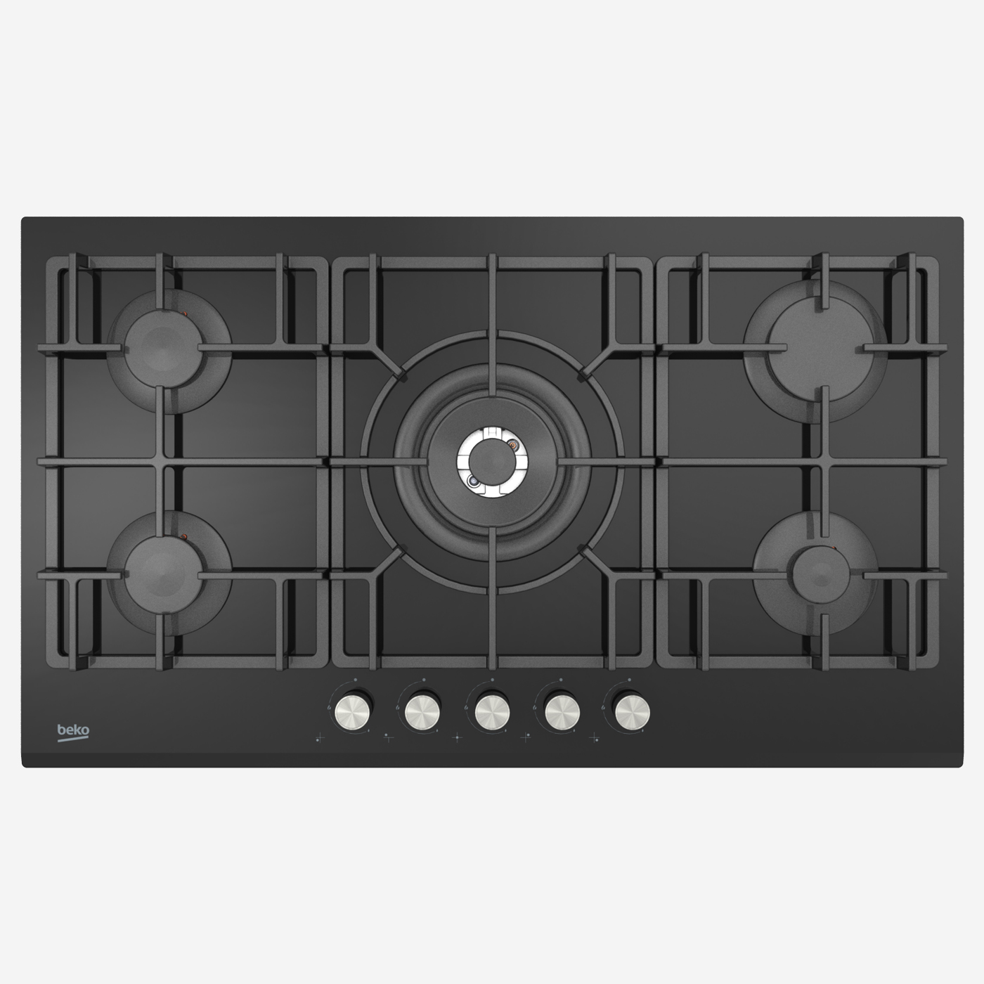 WM-168-1 Gas Hob 90 cm 5 Berners, Gas Safety, Cast Iron Pan Support, Black Tempered Glass Surface - الصورة 1